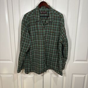 Vintage Polo Jeans Co Ralph Lauren Shirt Plaid Button Up Men 2XL Green Brown Y2K